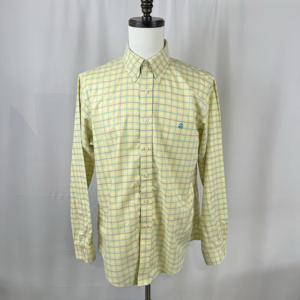 Brooks Brothers Non Iron Supima Cotton Oxford LS Men’s LG Yellow Button Up Shirt